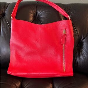 Tote Le Monde Red Leather Shoulder Bag